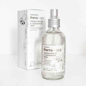 Porto-053 Room Spray – Linen & Fabric Freshener – High Fragrance Concentration – Vegan & Handmade in USA – 4 oz Clear Glass Bottle with decorative box