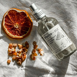 Porto-053 Room Spray – Linen & Fabric Freshener – High Fragrance Concentration – Non-Toxic, Vegan & Handmade in USA – 4 oz Clear Glass Bottle