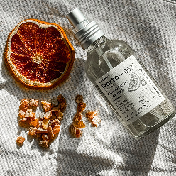 Porto-053 Room Spray – Linen & Fabric Freshener – High Fragrance Concentration – Non-Toxic, Vegan & Handmade in USA – 4 oz Clear Glass Bottle