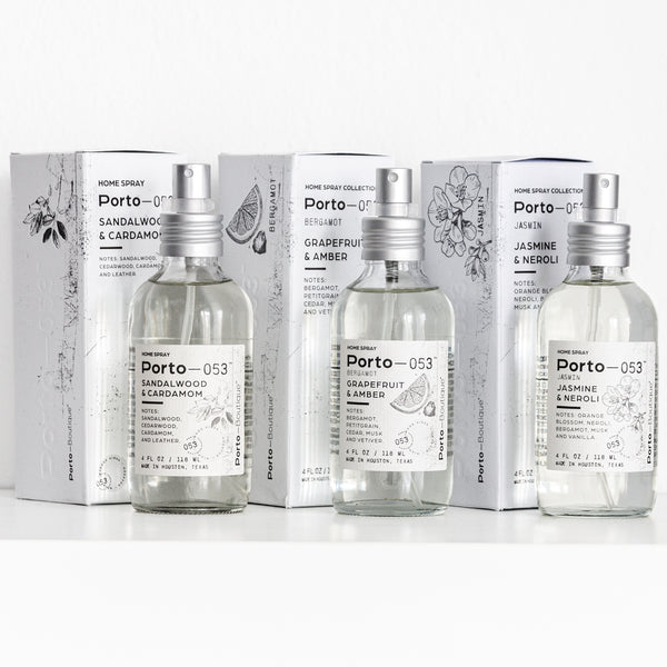 Room Spray – Linen & Fabric Freshener – High Fragrance Concentration Porto-053 – Vegan & Handmade in USA – 4 oz Clear Glass Bottle