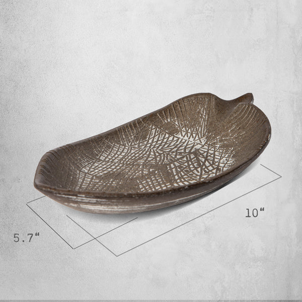422 - Wood Leaf Shaped Tray Decorative Serving Platter Plate Dish Key Bowl Entryway