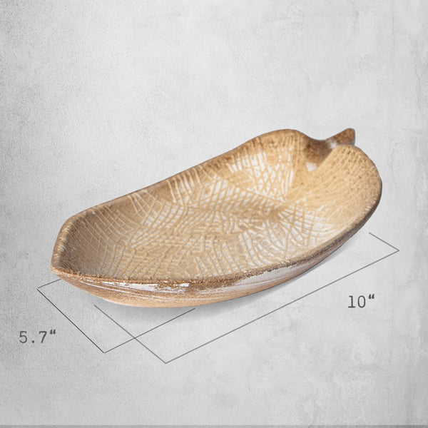 422 - Wood Leaf Shaped Tray Decorative Serving Platter Plate Dish Key Bowl Entryway