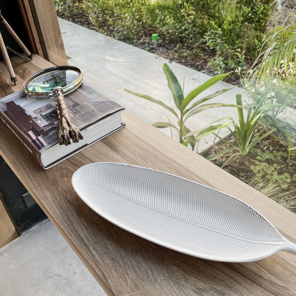 423 - Leaf Design Wood Tray - Elegant Jewelry Plate Tray with Intricate Leaf Design - Decorative Centerpiece for Home, Kitchen, and Events