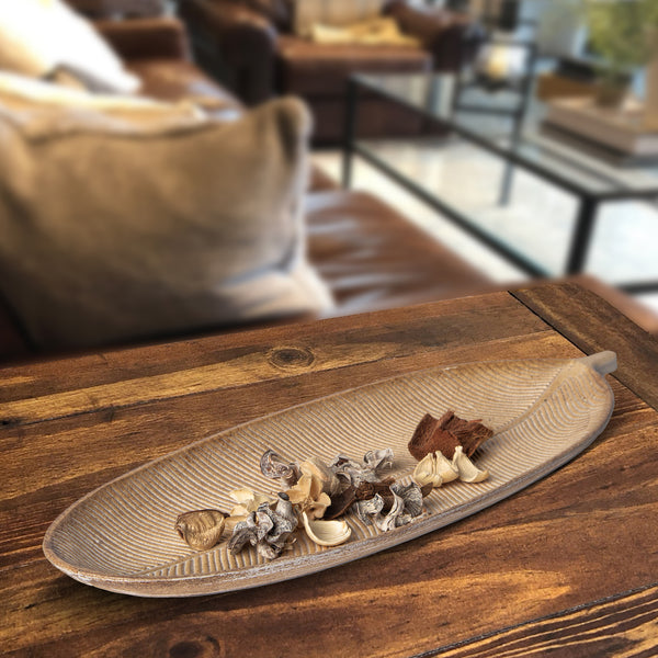 423 - Leaf Design Wood Tray - Elegant Jewelry Plate Tray with Intricate Leaf Design - Decorative Centerpiece for Home, Kitchen, and Events