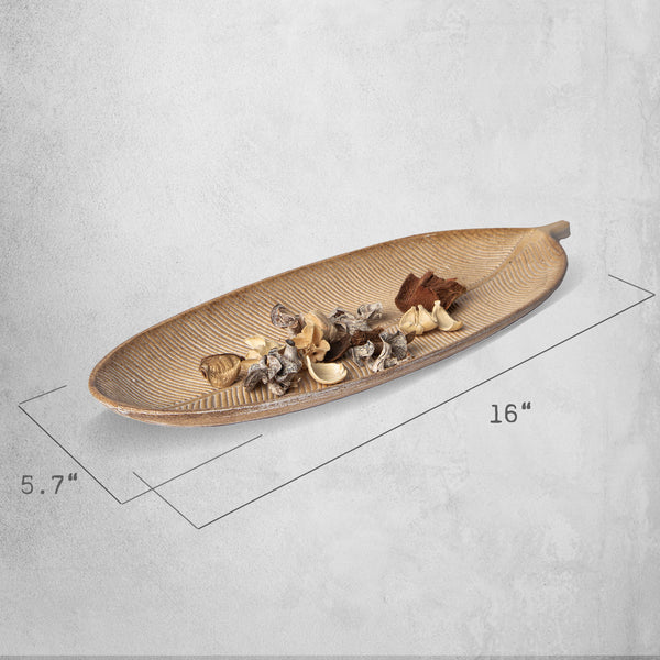 423 - Leaf Design Wood Tray - Elegant Jewelry Plate Tray with Intricate Leaf Design - Decorative Centerpiece for Home, Kitchen, and Events