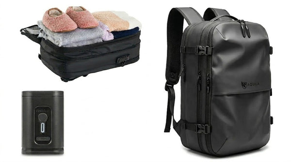 60L Vacuum Compression Travel Backpack with Electric Air Pum