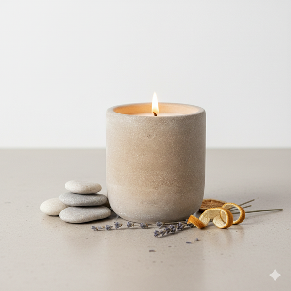 Scented candle with Cement Holder - Soy Wax Porto 053 fragrance