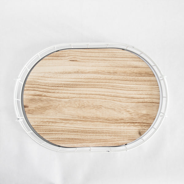 449 - Oval Metal & Wood Tray